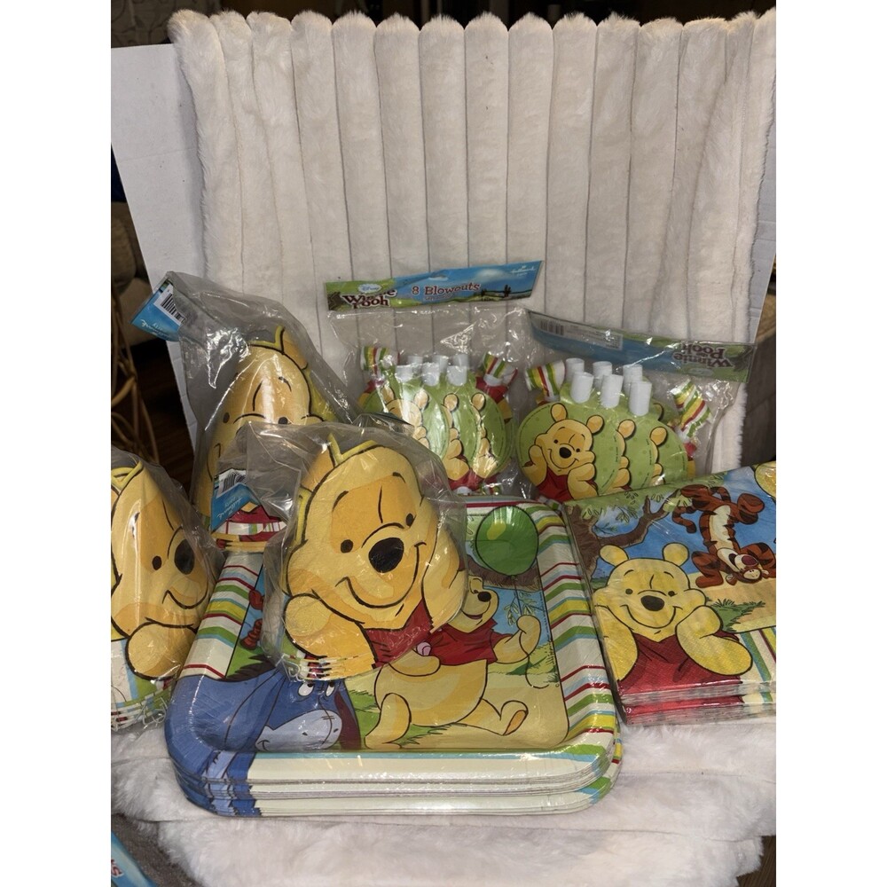 Vintage Hallmark Disney Winnie the Pooh Birthday Party Supplies Lot Plates Napki